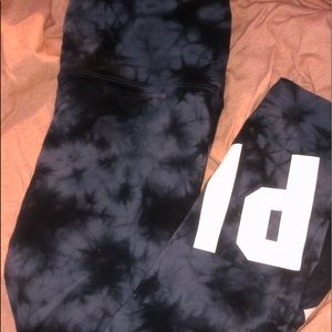 Pink tie dye blue leggings